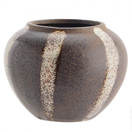 Brown and off white stoneware vase