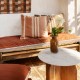 Table d'appoint en marbre blanc et accacia
