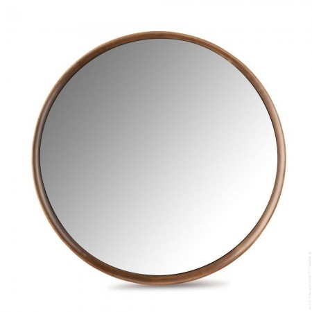 Miroir rond 80 cm cadre en noyer