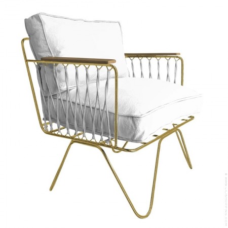 Armchair Croisette black with velvet off white cushions