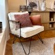 Armchair Croisette black with velvet off white cushions