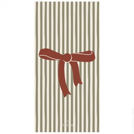 Pack of 16 green stripes and red bow paper napkins