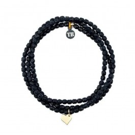 Bracelet 3 tours noir mat coeur gold