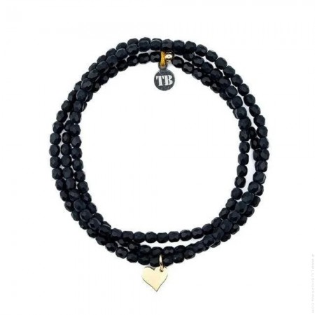 Bracelet 3 tours green forest coeur gold