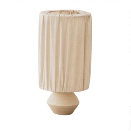 Lampe &agrave; poser Pitchoun gr&egrave;s chamot&eacute; et lin naturel