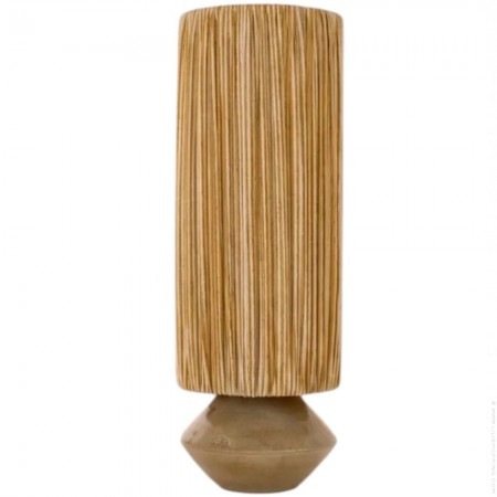Lampe &agrave; poser Listte gr&egrave;s &eacute;maill&eacute; vert de gris et lin naturel