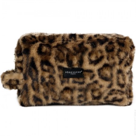 Faux leopard fur mitten