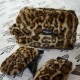 Faux leopard fur mitten
