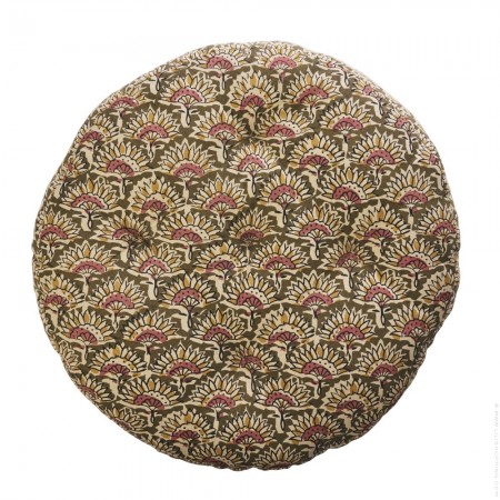 Coussin d'assise rond olive sable rose