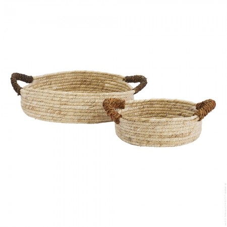 Black cotton and natural seagrass basket