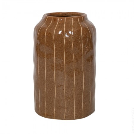 Nomad ochre striped vase, 20 cm