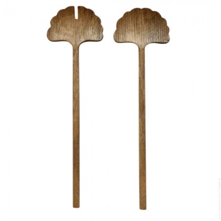 Set de couverts &agrave; salade en manguier Ginkgo