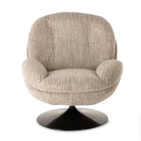 Fauteuil Memento chin&eacute; beige sable pied noir