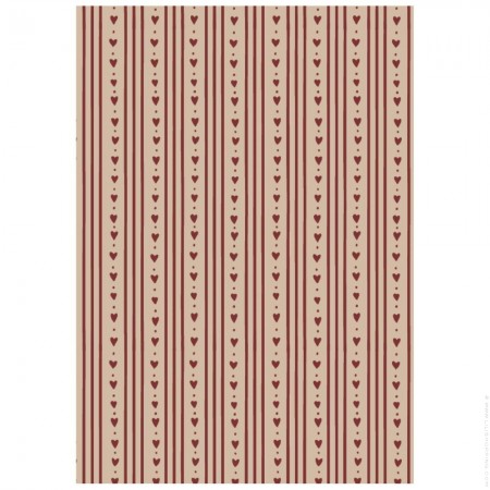 Rouleau papier cadeau coeurs et rayures 5 m x 52,5 cm