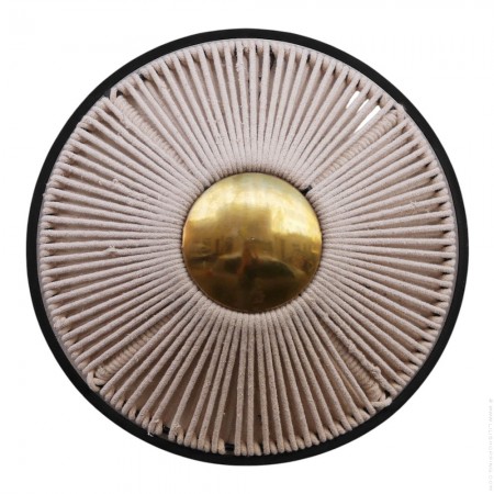 Applique 1 rond noir corde naturelle