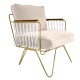 Armchair Croisette gold with velvet off white cushions
