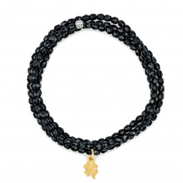 Bracelet 3 tours trèfle gold noir