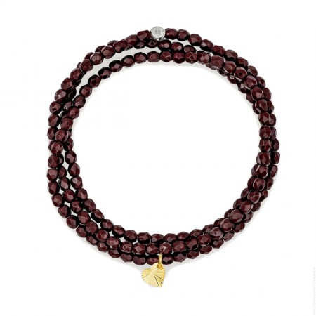 Bracelet 3 tours coeur gold chocolat