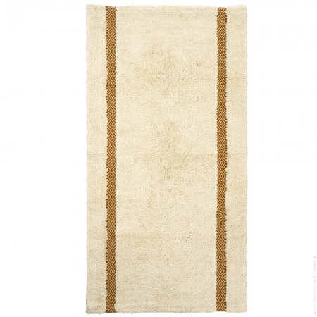 Tufted off white and mustrad cotton runner