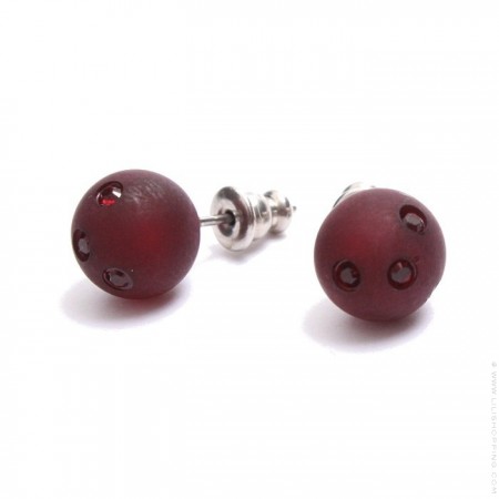 Dark red strassed Zoe Bonbon resin earrings