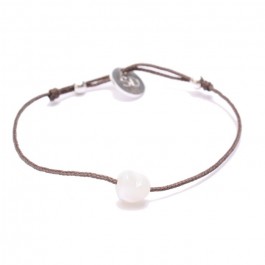 White Mother of Pearl Bracelet Heart Taupe Cord Bracelet