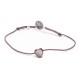 Bracelet coeur en nacre noire sur lien taupe