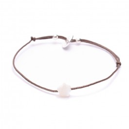 White Mother of Pearl Bracelet Star Taupe Cord Bracelet