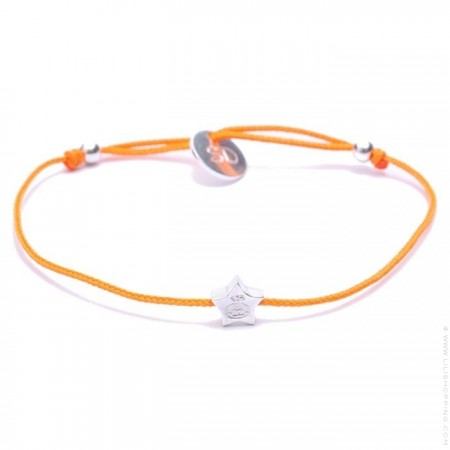 Bracelet étoile en argent sur lien orange