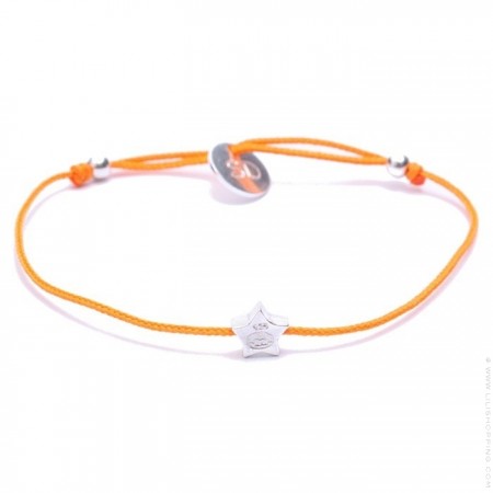 Silver Star Orange Cord Bracelet