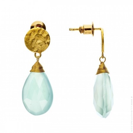 Boucles d'oreilles goutte Athena calcédoine aqua