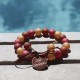 Gold, red and brown mini beads bracelet Zoe Bonbon