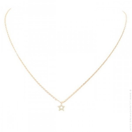 Collier or 18 carats et étoile diamants La Luna