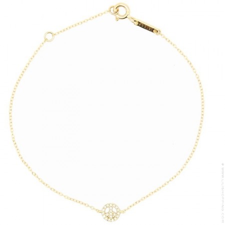 18k Gold and White Diamond Peace & Love Bracelet