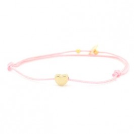 Bracelet coeur plaqué or sur lien rose