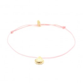 Bracelet coquillage plaqué or lien rose