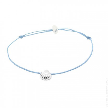 Silver seashell blue cord bracelet