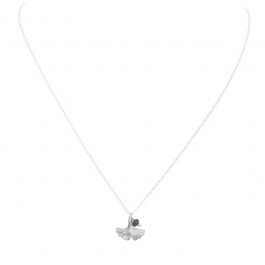 Collier ginkgo biloba en argent sur chaine