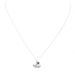Silver ginkgo biloba leaf necklace