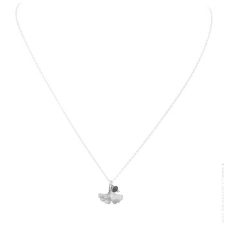 Collier ginkgo biloba en argent sur chaine