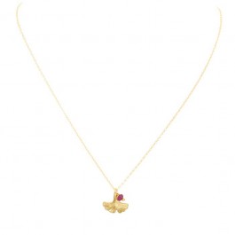 Collier ginkgo biloba plaquée or sur chaine