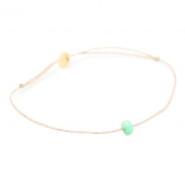 Bracelet chrysoprase verte sur lien lurex