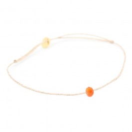 Orange carnelian on a lurex Bracelet