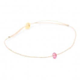 Bracelet tournaline rose fushia sur lien lurex