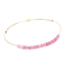 Bracelet Jade tourmaline rose sur lien lurex