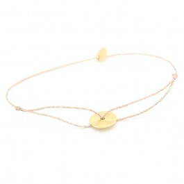 Gold platted circle on a lurex Bracelet