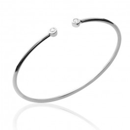 Sterling silver bangle with 2 white zirconium