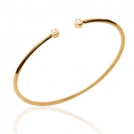 Gold platted bangle with 2 white zirconium