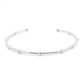 Jonc boules et strass argent