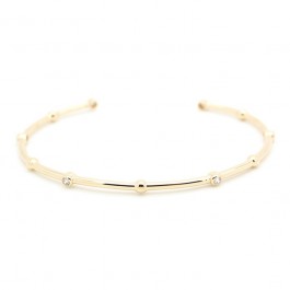 Gold platted bangle with 6 white zirconium