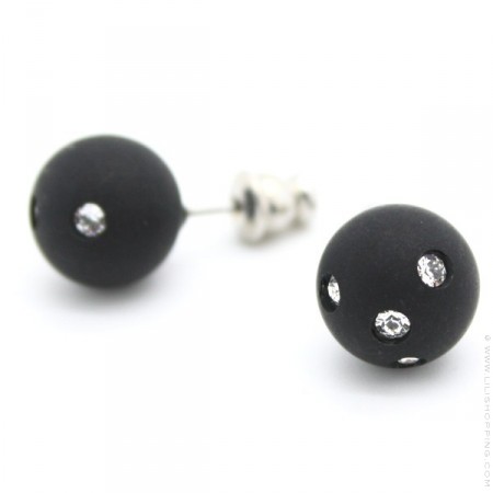 Boucles d'oreilles à strass noir